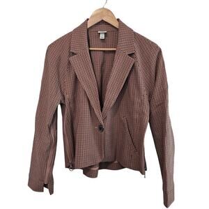 A New Day Adaptive Seated Fit Side Opening Blazer Women Size Small Brown Plaid